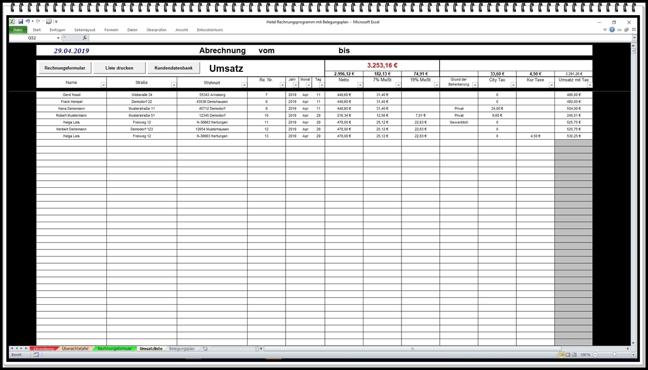 Belegungsplan Belegungskalender Reservierungsplan mit ...